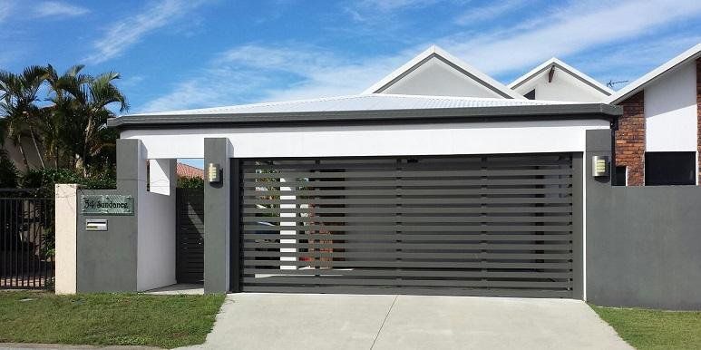 modern carport with garage door