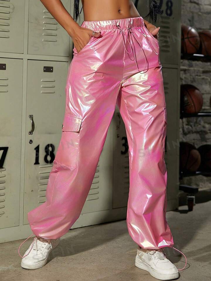 pink holographic pants