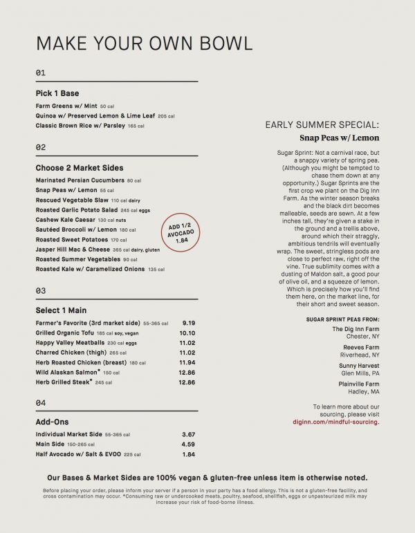 dig nyc menu