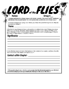 lord of the flies activities worksheets