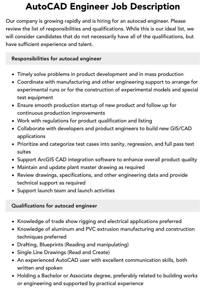 mechanical engineering autocad jobs