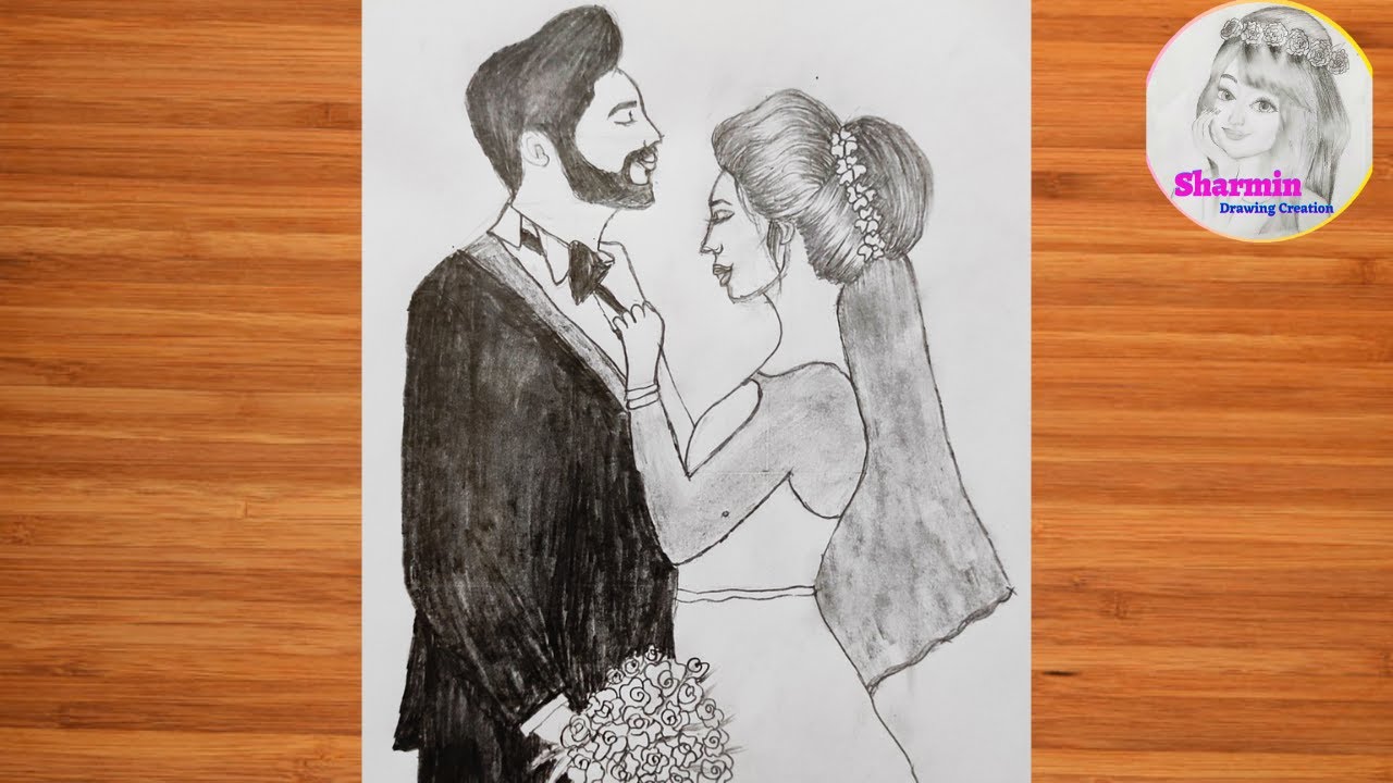 easy wedding couple drawing