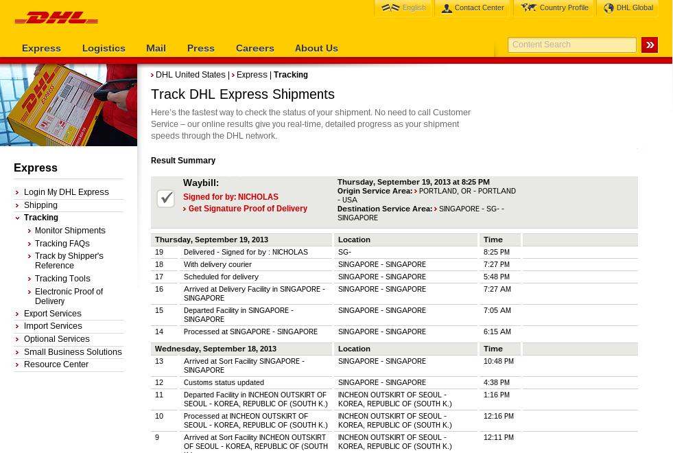 track dhl global