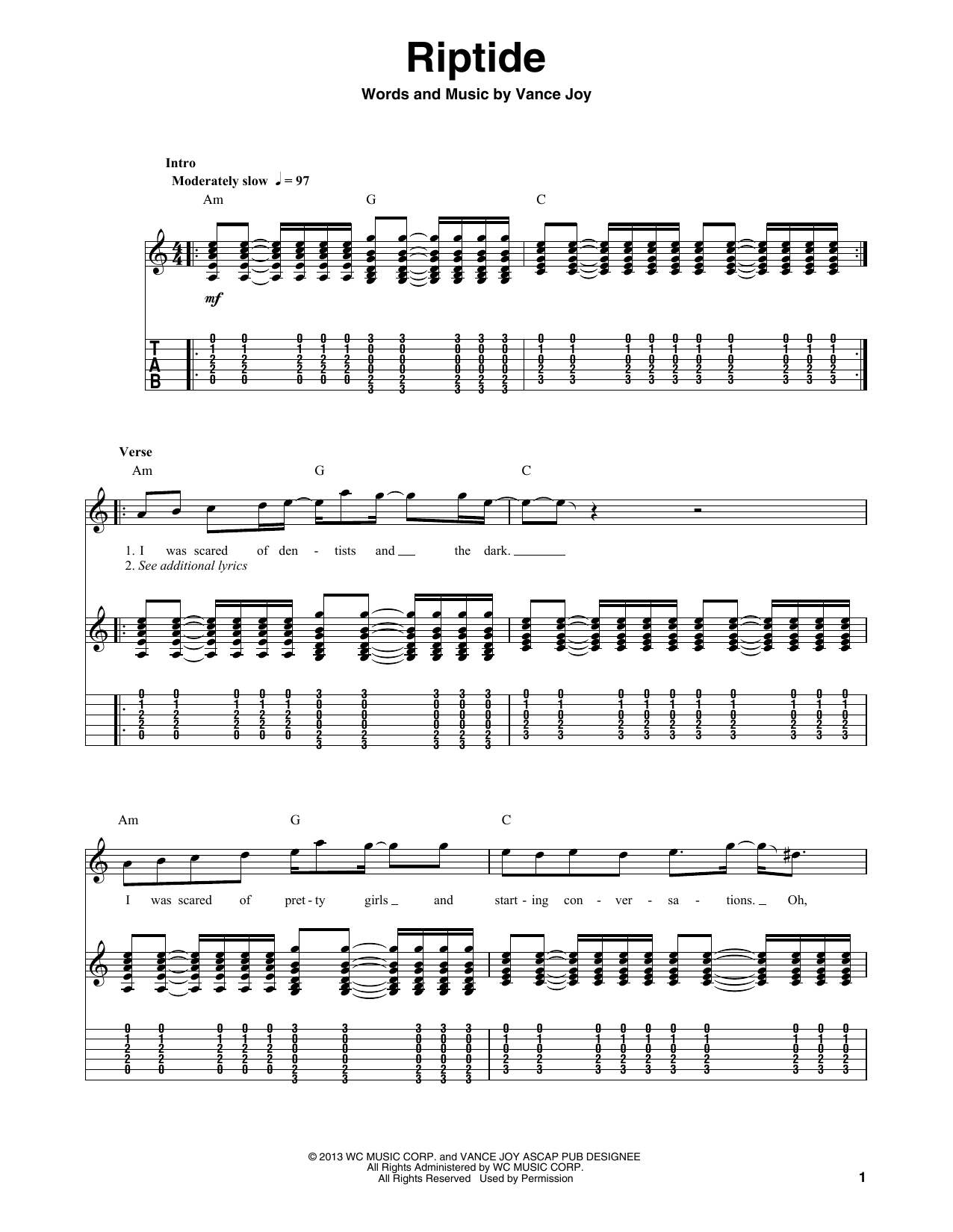 riptide guitar notes