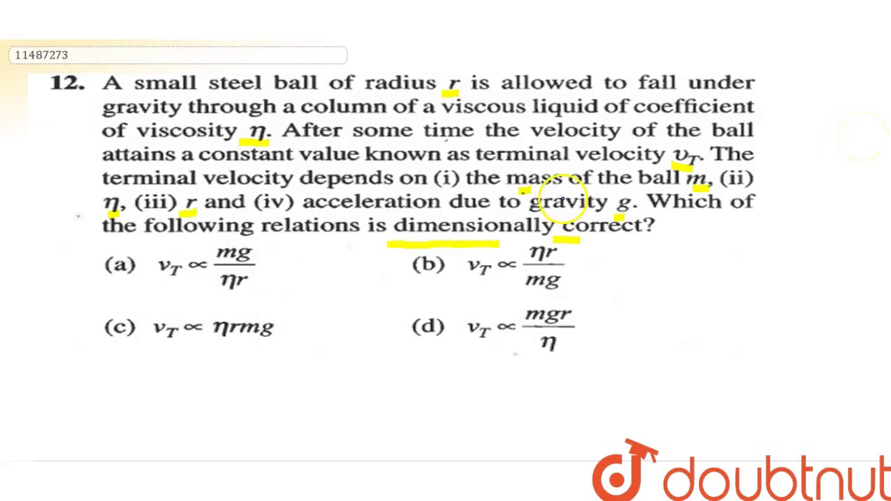 a ball of radius r falls through oil