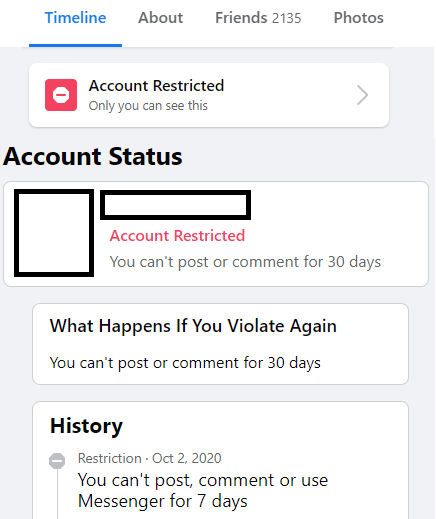 restricted in facebook