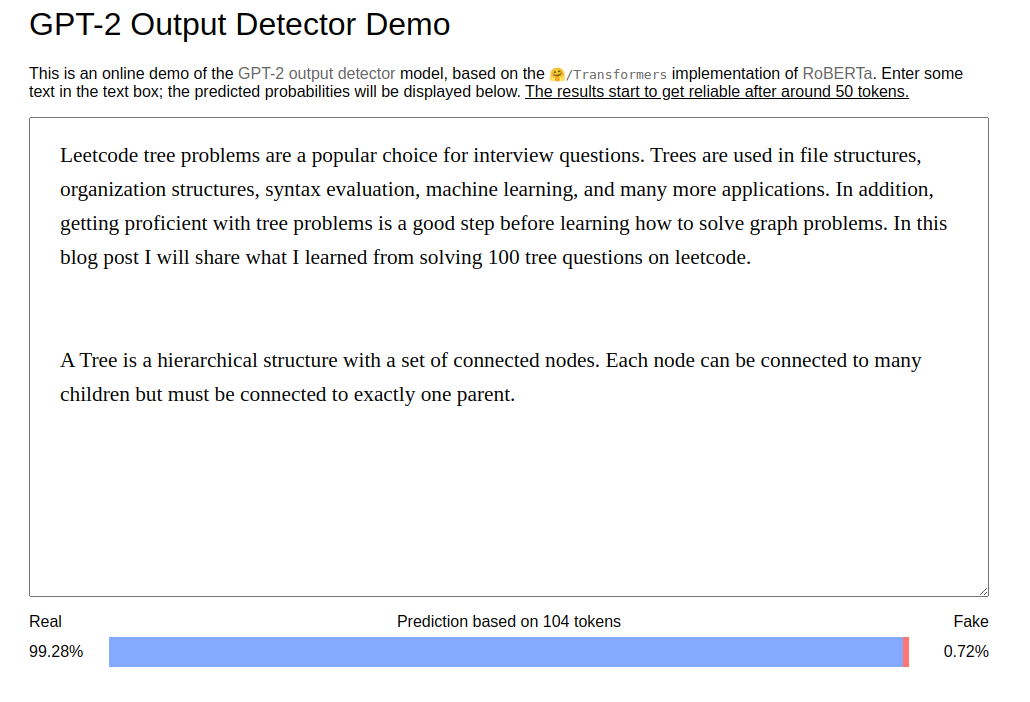 gpt-2 output detector demo