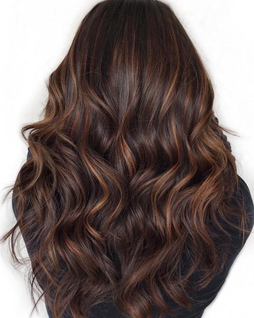 caramel highlights on black hair