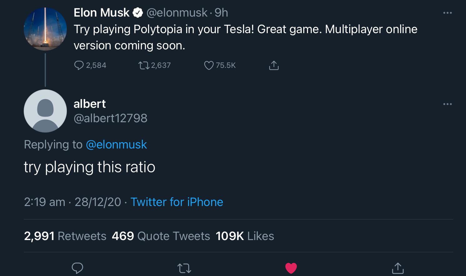 elon musk ratioed