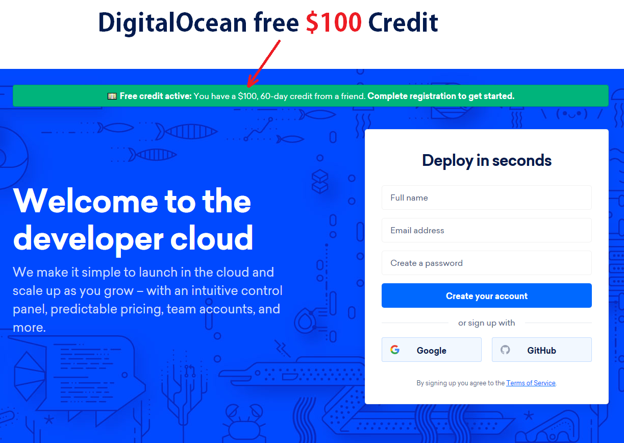 enter promo code digitalocean