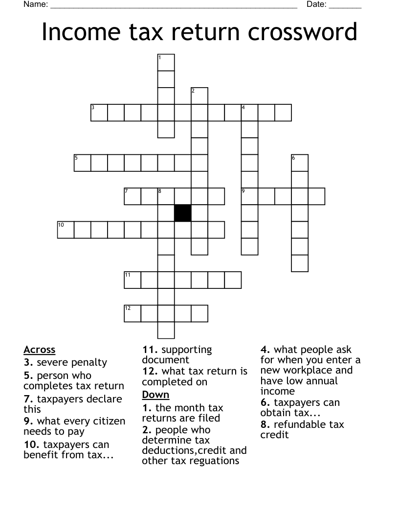 entry on a tax form crossword