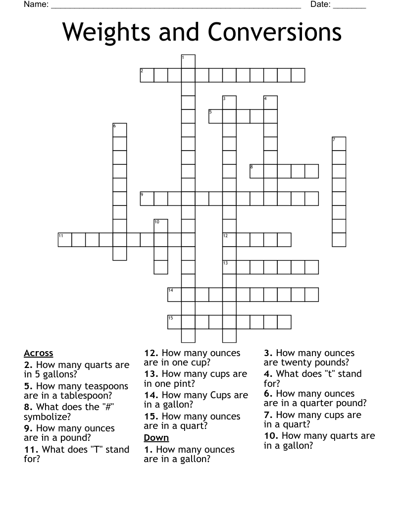 crossword clue unit of weight