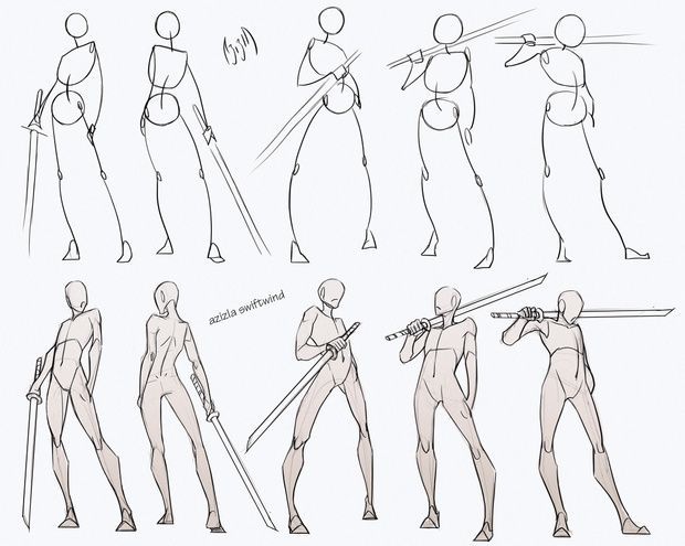 sword pose drawing reference