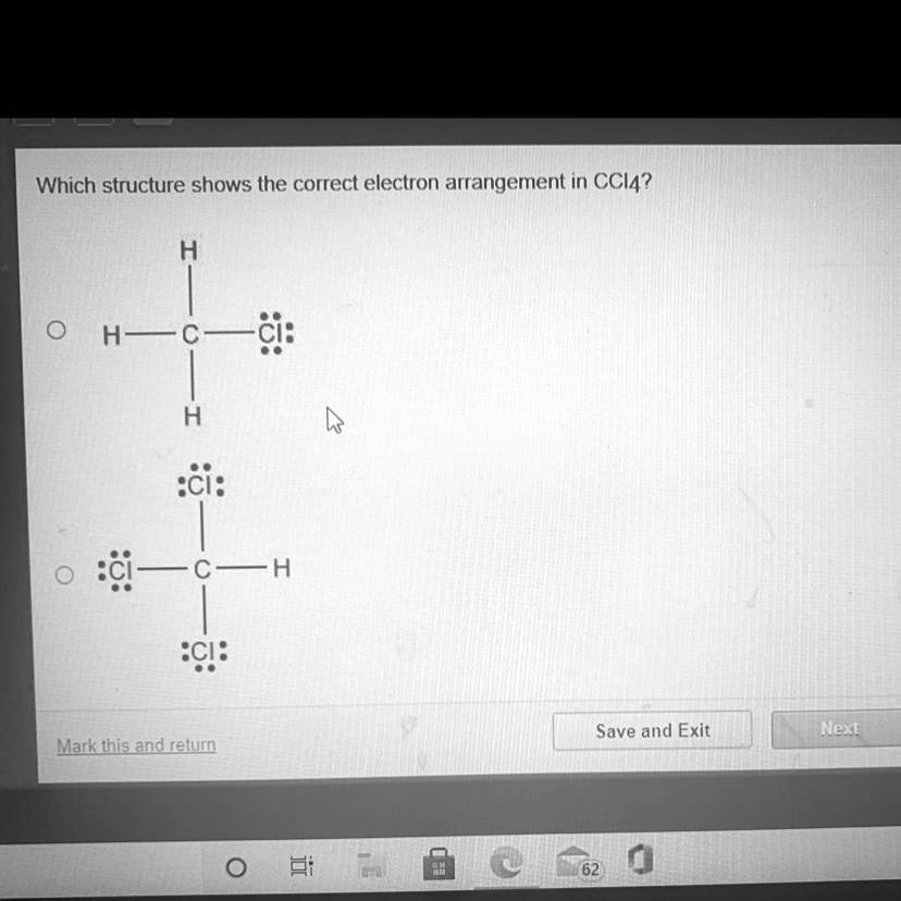 which structure shows the correct electron arrangement in ccl4