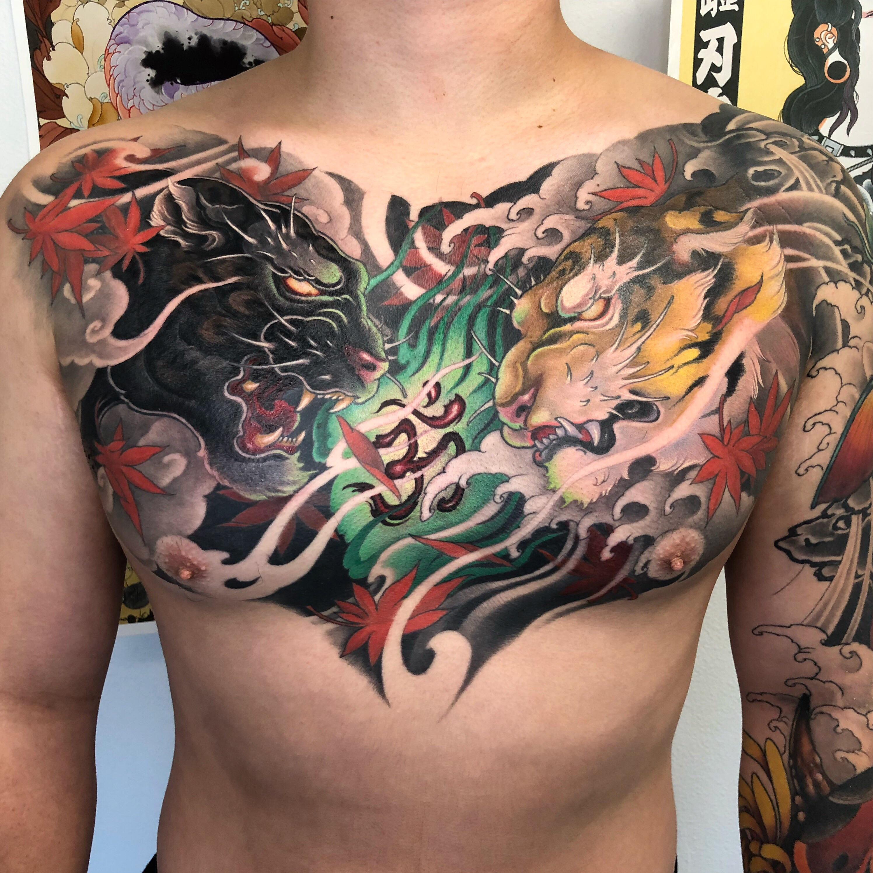 chest japanese tattoo