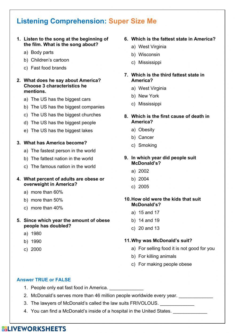 super size me movie worksheet