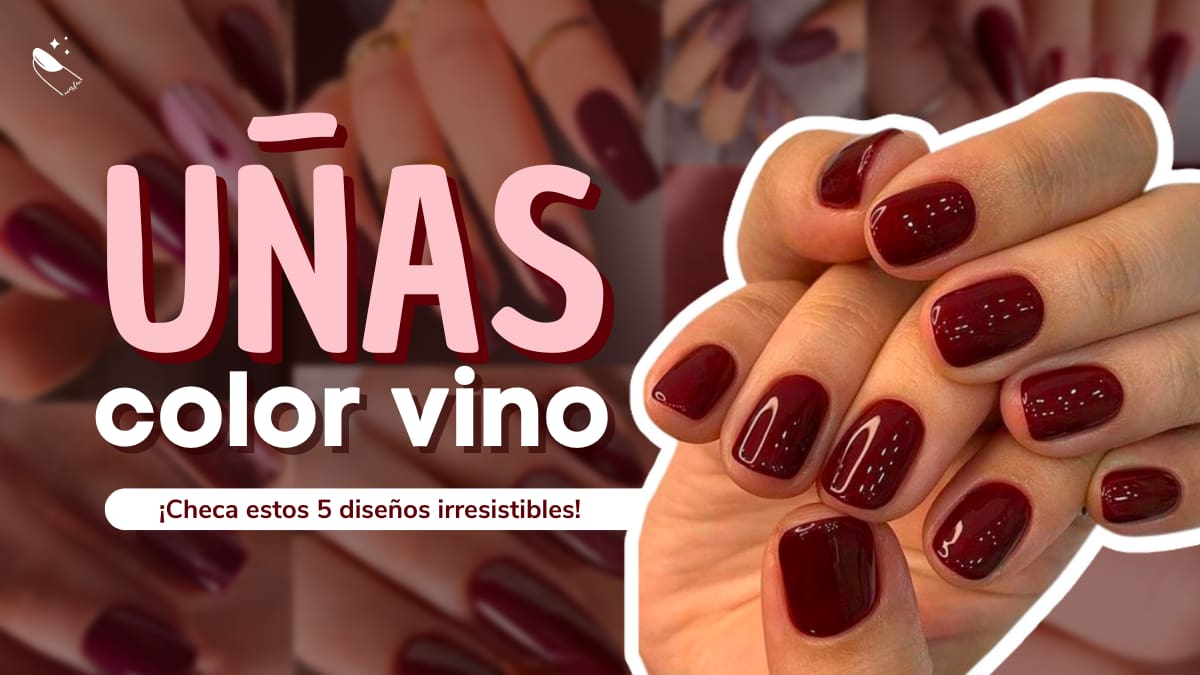 modelos de uñas color vino