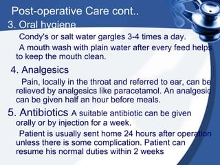 nursing management of tonsillectomy ppt