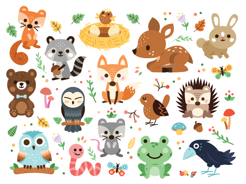 cartoon woodland creatures