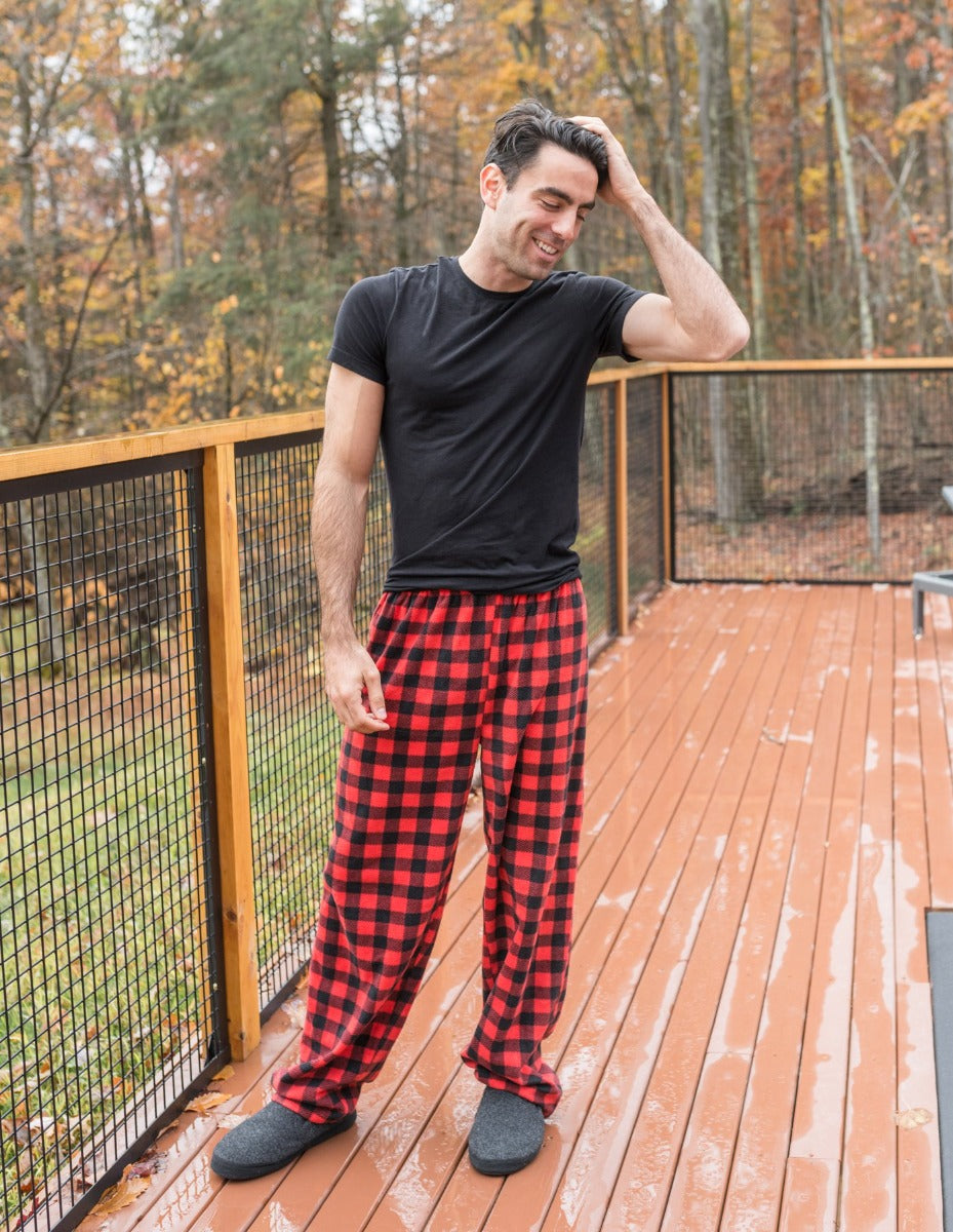 mens red plaid pajama pants