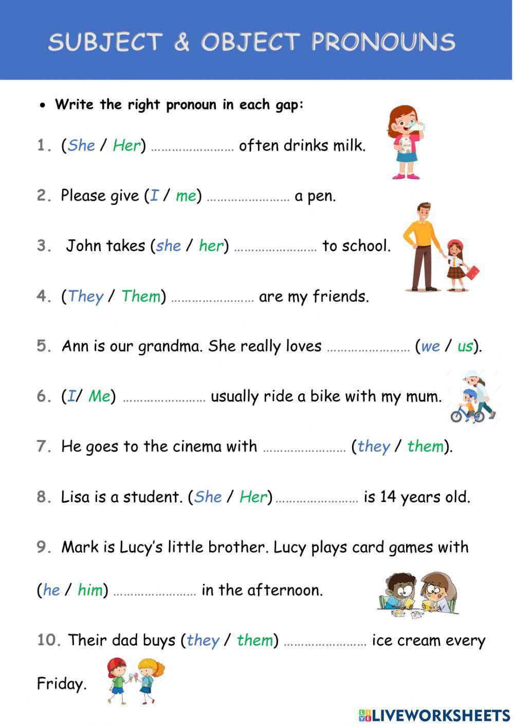 object pronouns liveworksheets