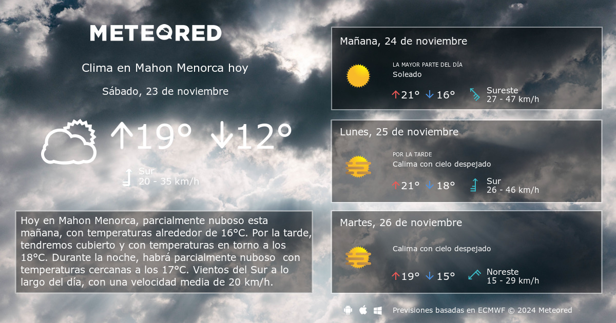 clima de 10 días para menorca