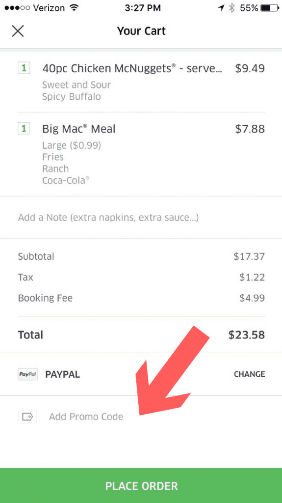 uber eat coupon code