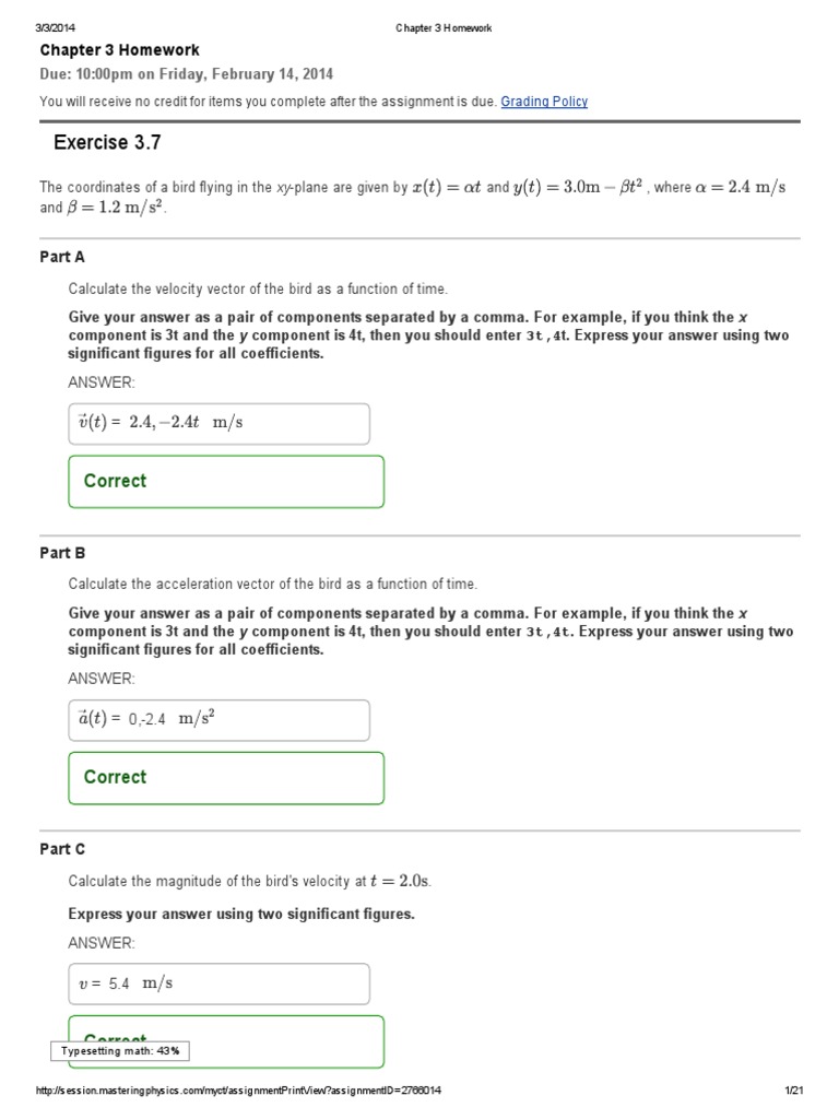 mastering physics answers chapter 3