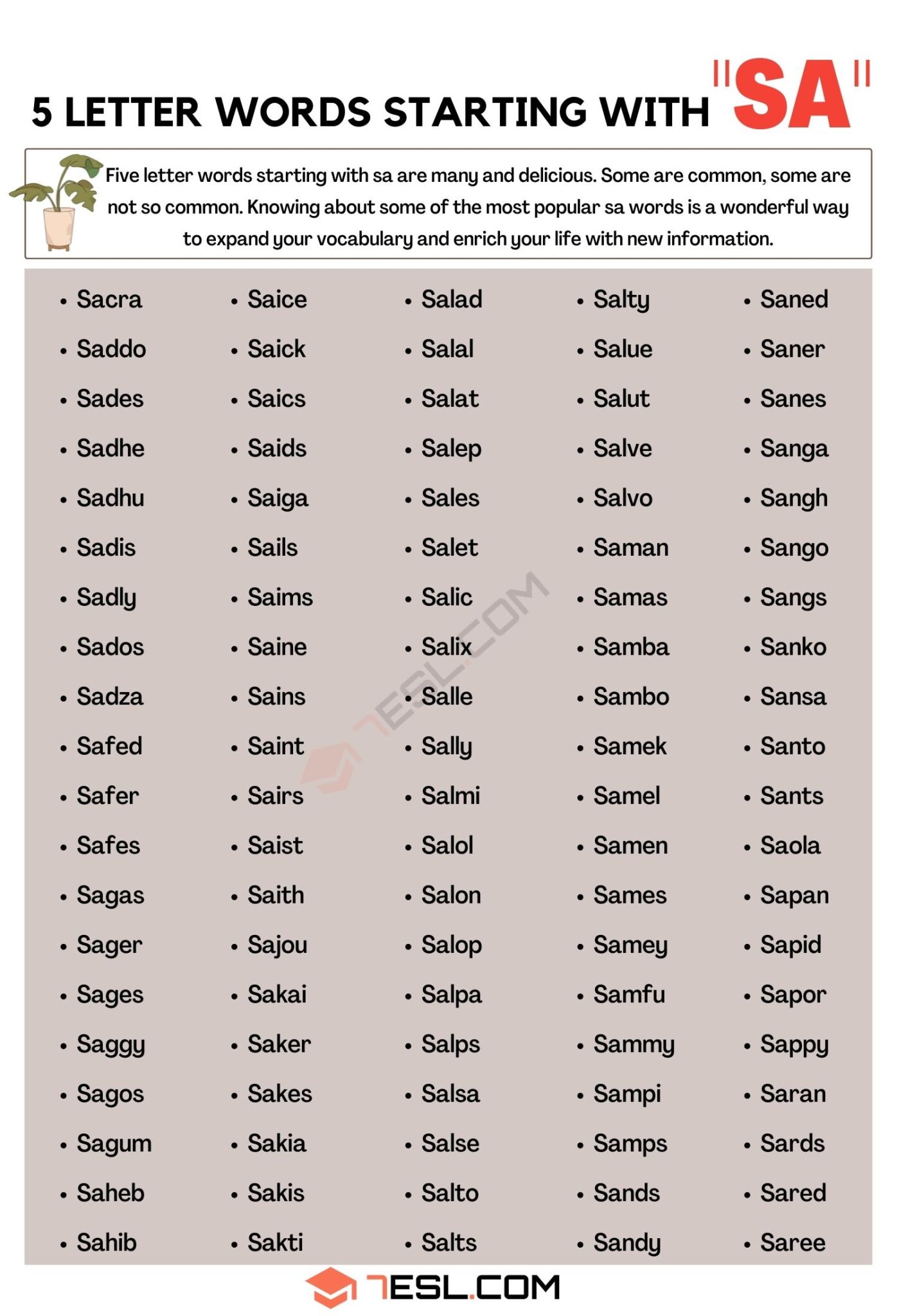 five letter words starting with s