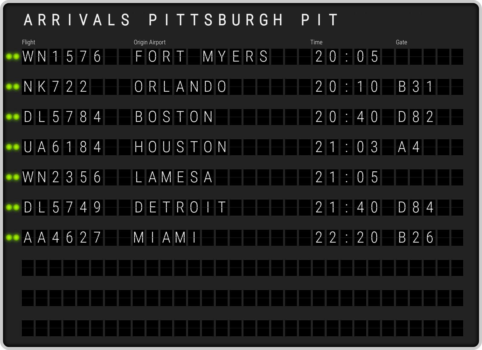 flights arriving in pittsburgh today