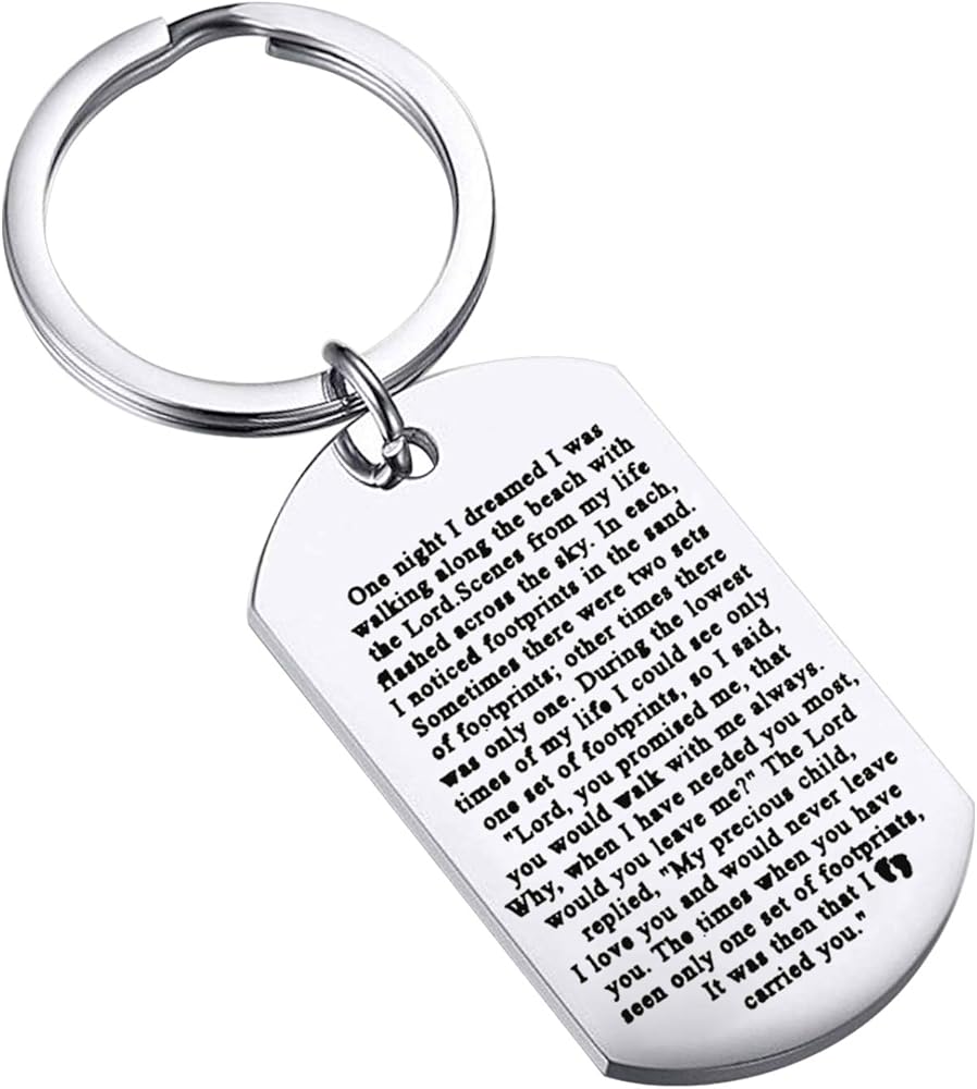 footprints in the sand keychain