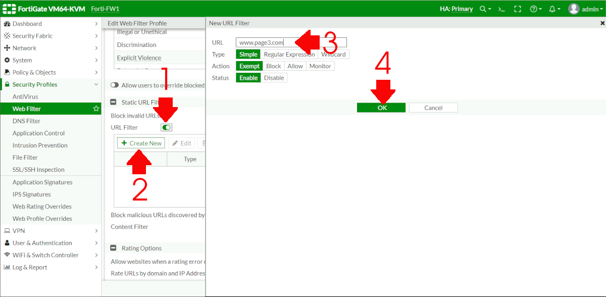 fortigate allow website