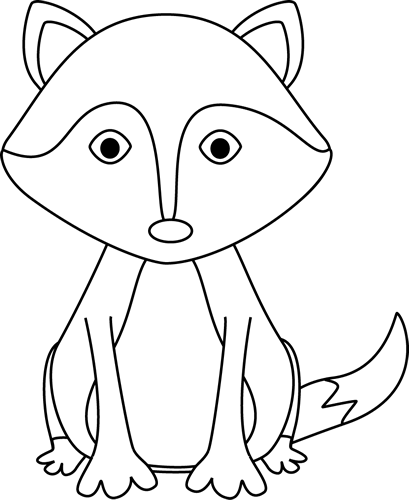 fox clipart black and white