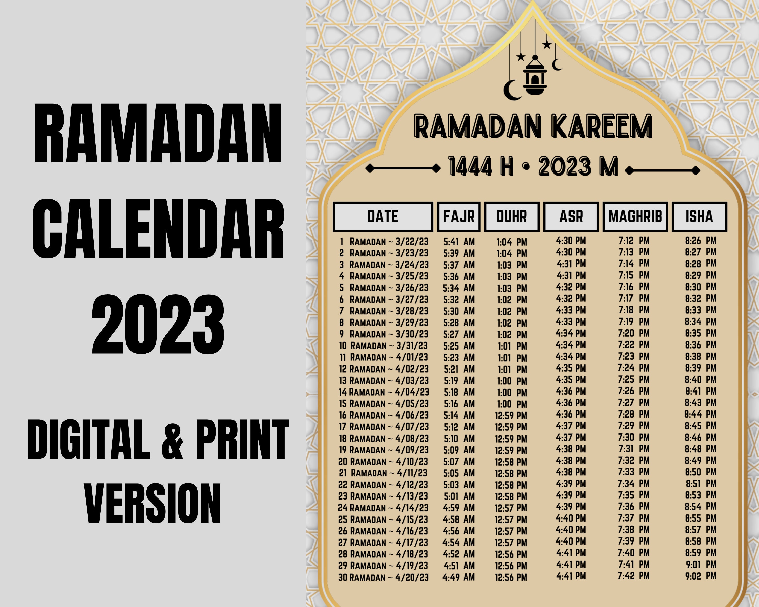 france ramadan timetable 2023