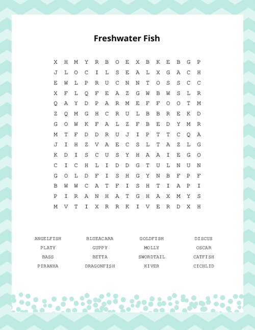 freshwater fish crossword puzzle