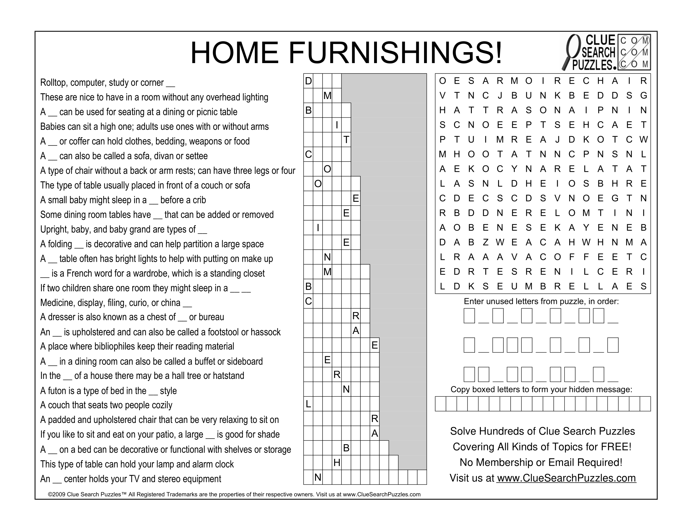 furnishings crossword