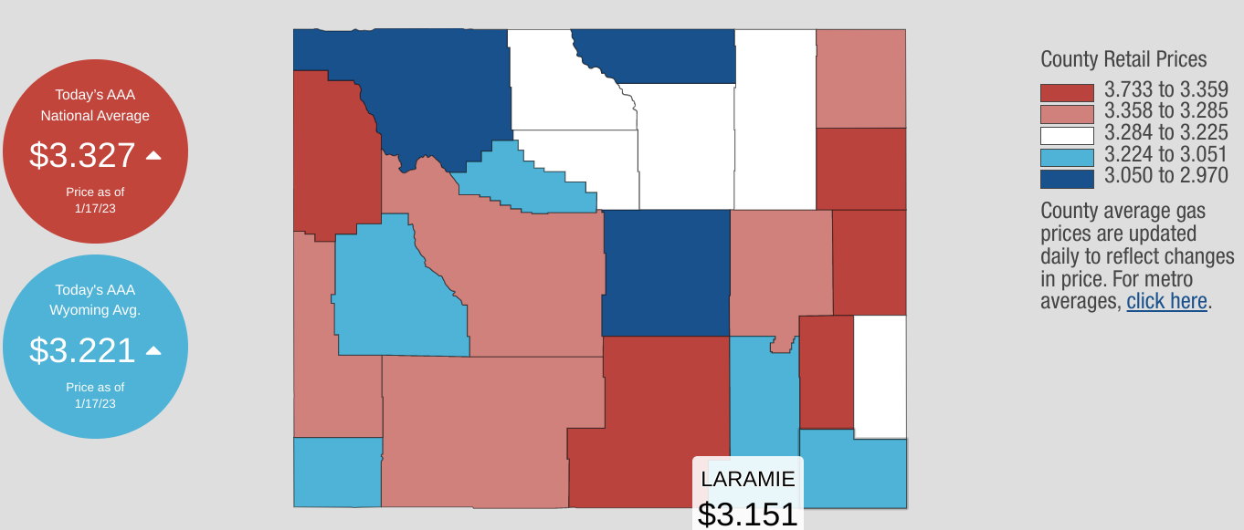 gas prices laramie wy