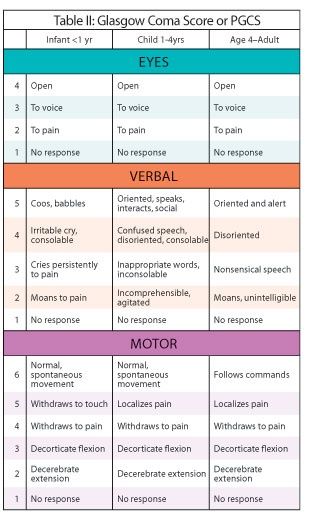 glass coma scale chart