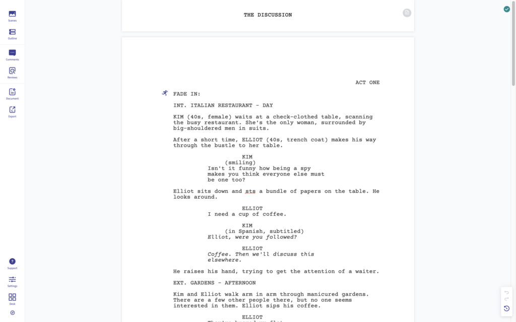 google docs screenplay template