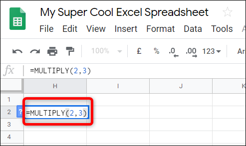 google sheets multiply