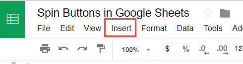 google sheets spin button