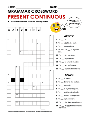 grammar crossword present simple