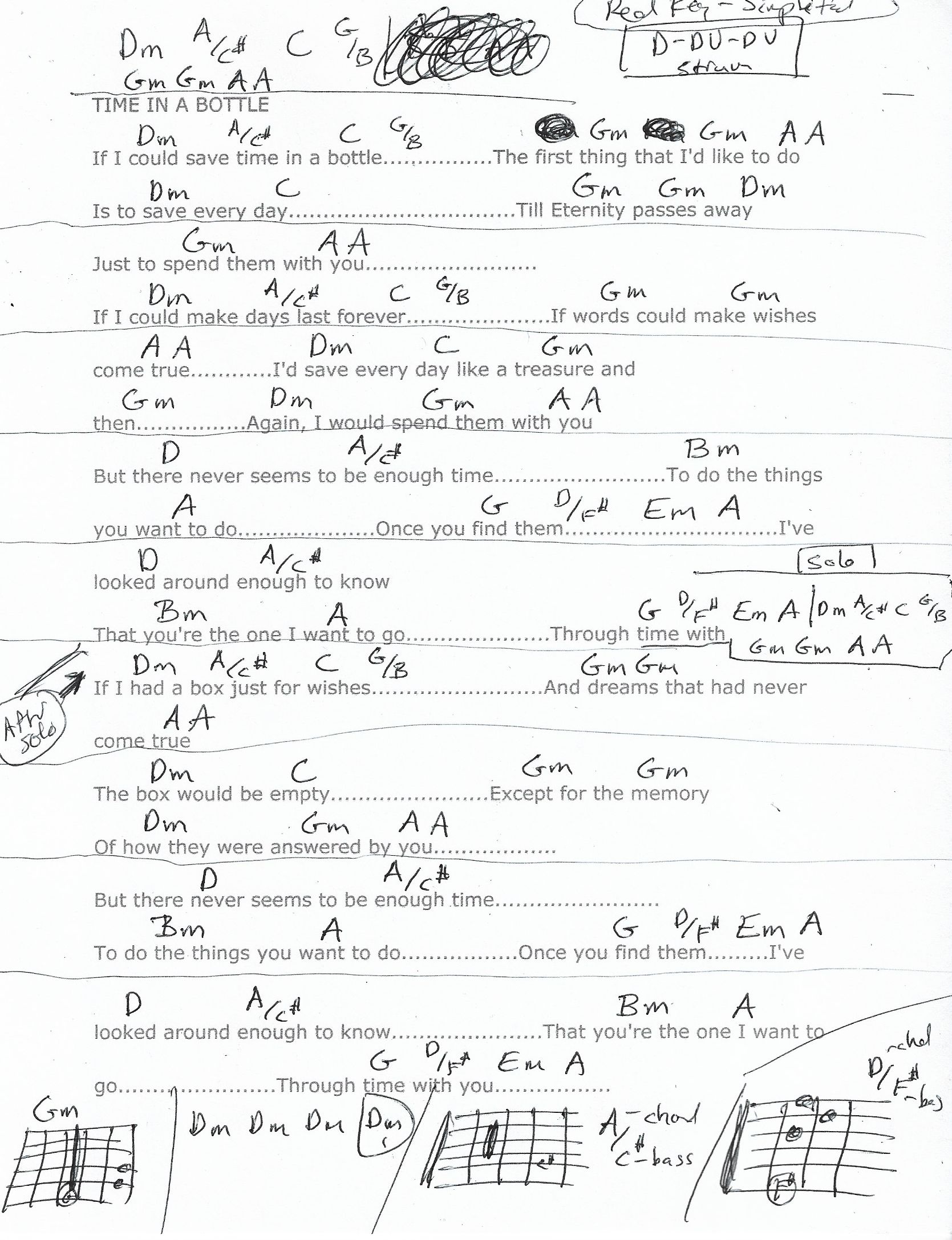 guitar chords time in a bottle