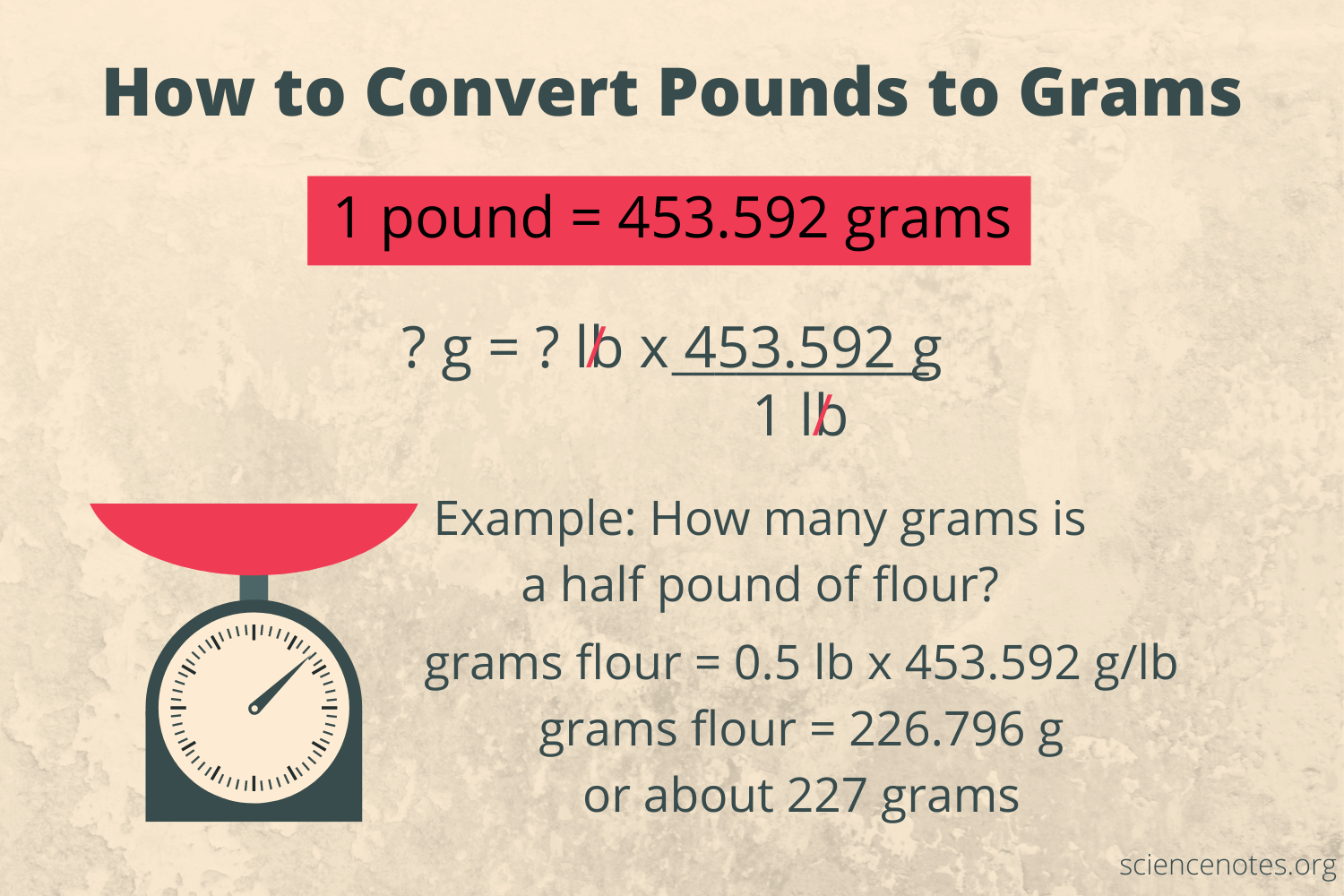 half pound into grams