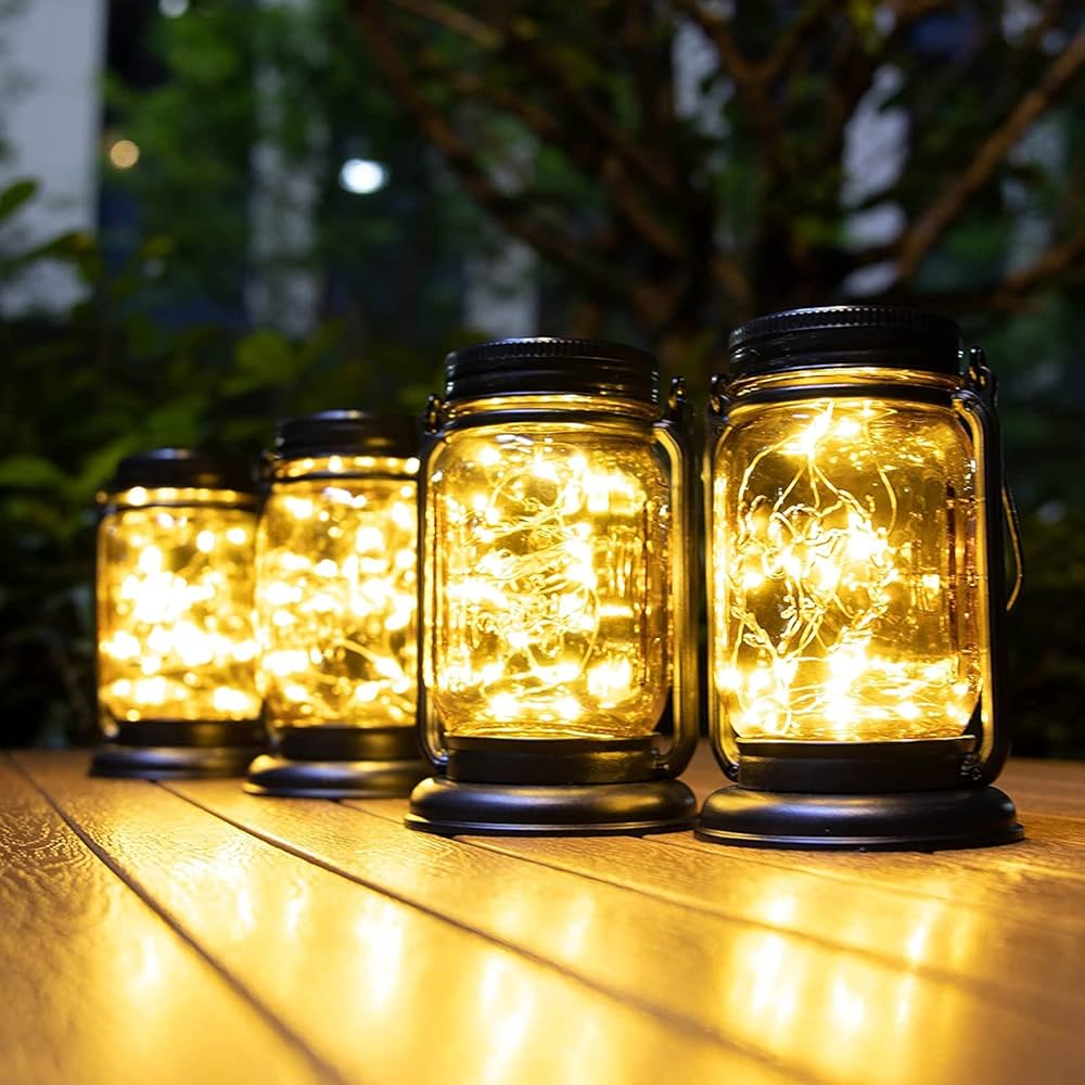 hanging mason jar solar lights