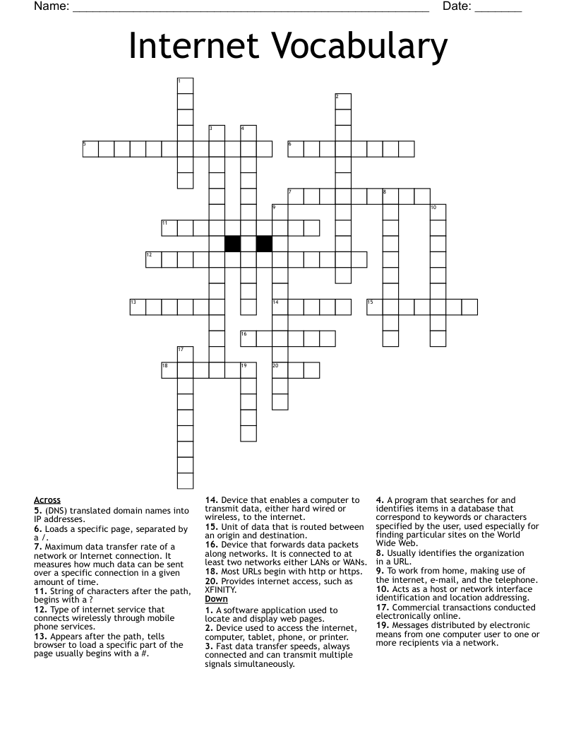 high speed internet connection crossword