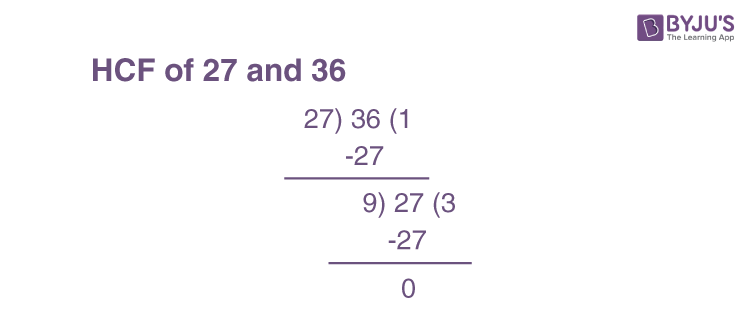 highest common factor of 27 and 36