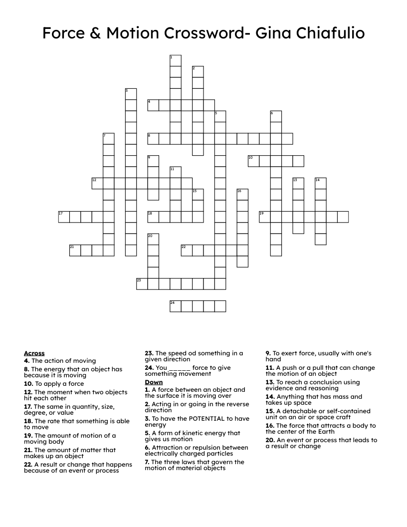 hit with force crossword