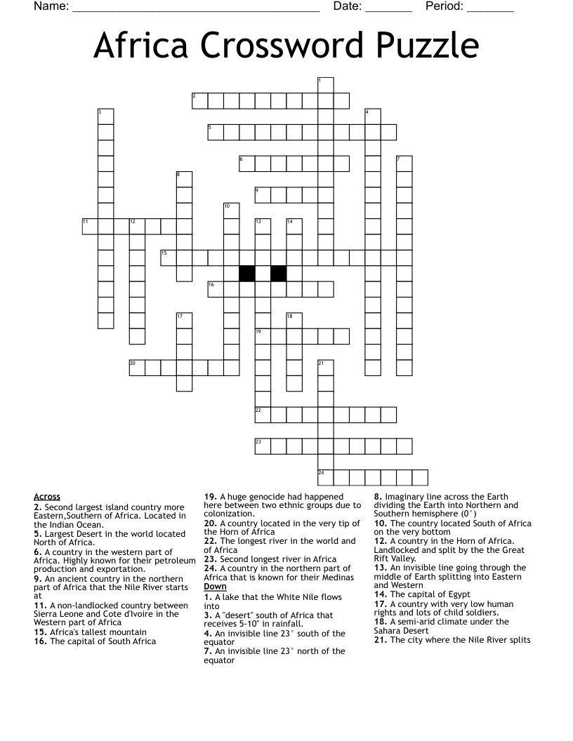 horn of africa country crossword