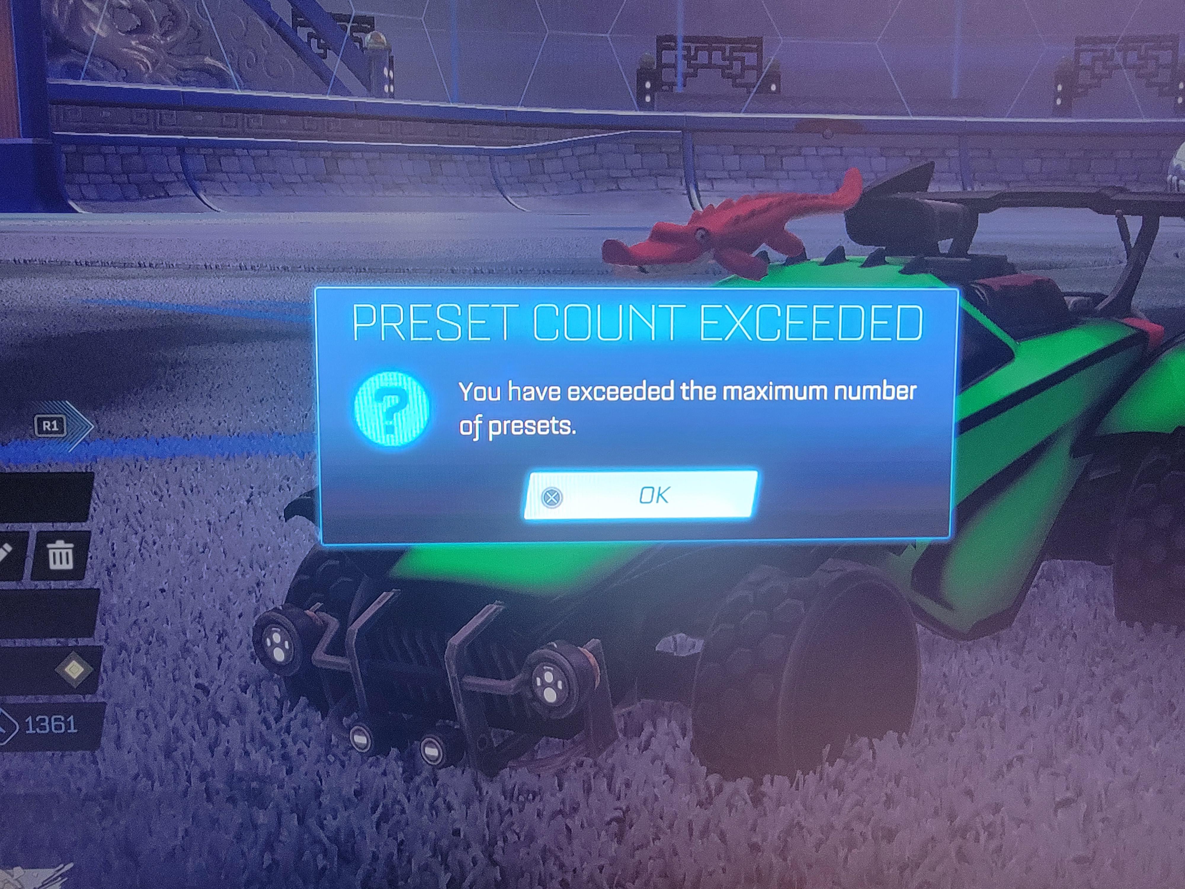 how many presets can you have in rocket league